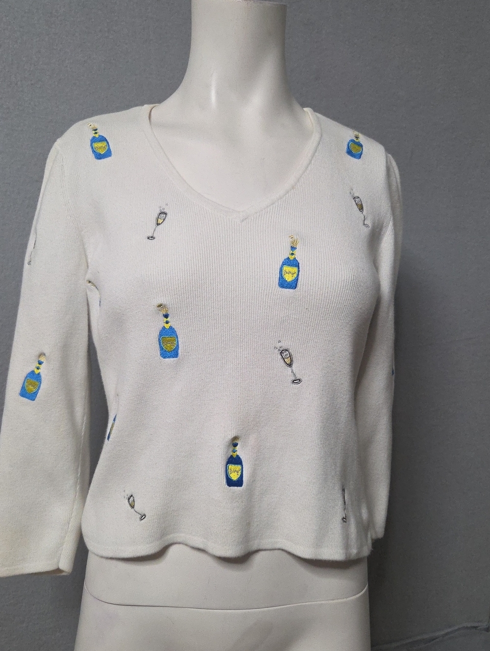 Women's Alexandra Bartlett Long Sleeve Tee, Size S, White and Blue